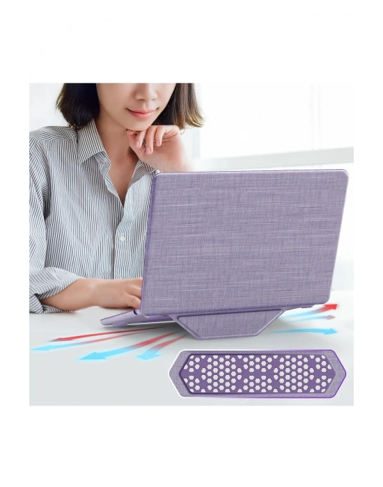 Newface Macbook Pro 14 2021 Macbook Kumaş Kapak - Mor