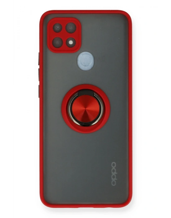 Newface Oppo A15 Kılıf Montreal Yüzüklü Silikon Kapak - Kırmızı