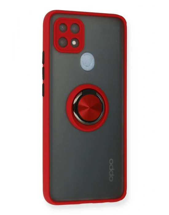 Newface Oppo A15 Kılıf Montreal Yüzüklü Silikon Kapak - Kırmızı