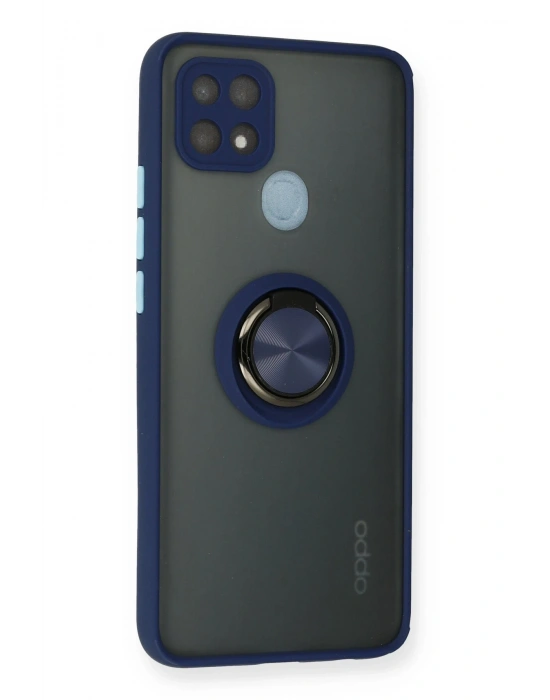 Newface Oppo A15 Kılıf Montreal Yüzüklü Silikon Kapak - Lacivert