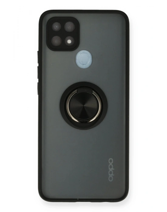 Newface Oppo A15 Kılıf Montreal Yüzüklü Silikon Kapak - Siyah