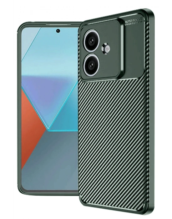 Newface Oppo A3 Kılıf Auto Focus Karbon Kapak - Koyu Yeşil