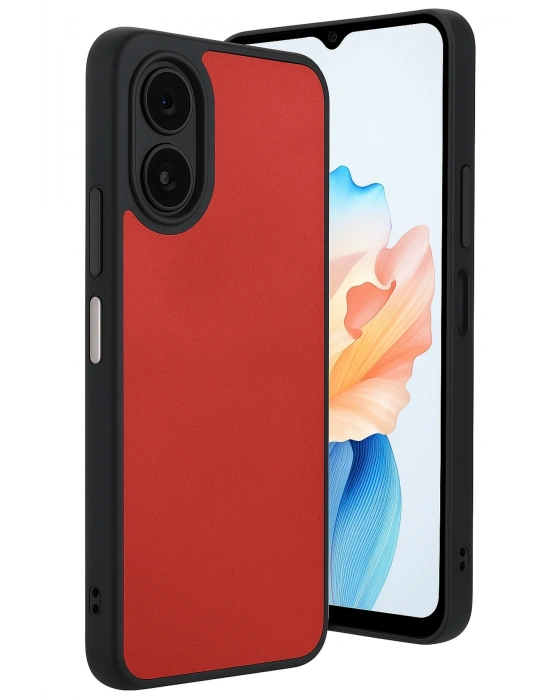 Newface Oppo A38 Kılıf Aras Deri Kapak - Kırmızı