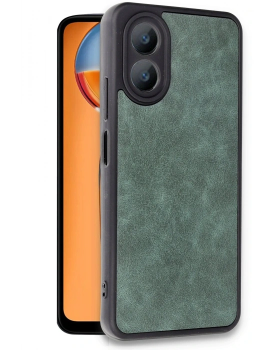 Newface Oppo A38 Kılıf Aras Deri Kapak - Koyu Yeşil