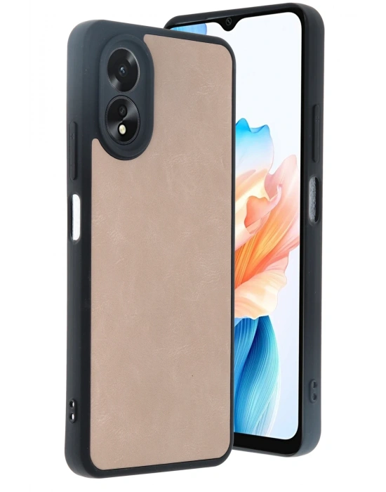 Newface Oppo A38 Kılıf Aras Deri Kapak - Pudra