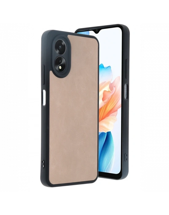 Newface Oppo A38 Kılıf Aras Deri Kapak - Pudra