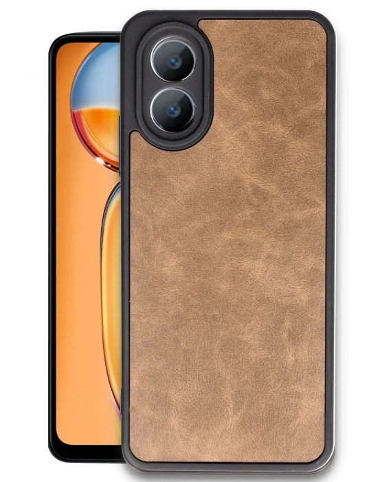 Newface Oppo A38 Kılıf Aras Deri Kapak - Taba