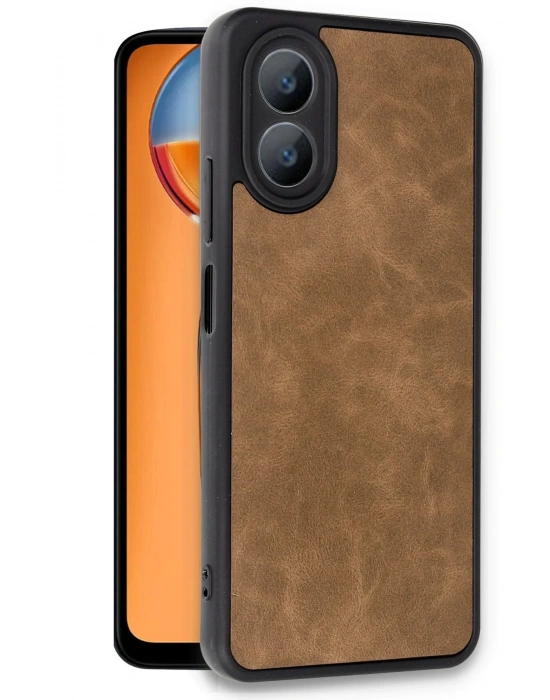 Newface Oppo A38 Kılıf Aras Deri Kapak - Taba