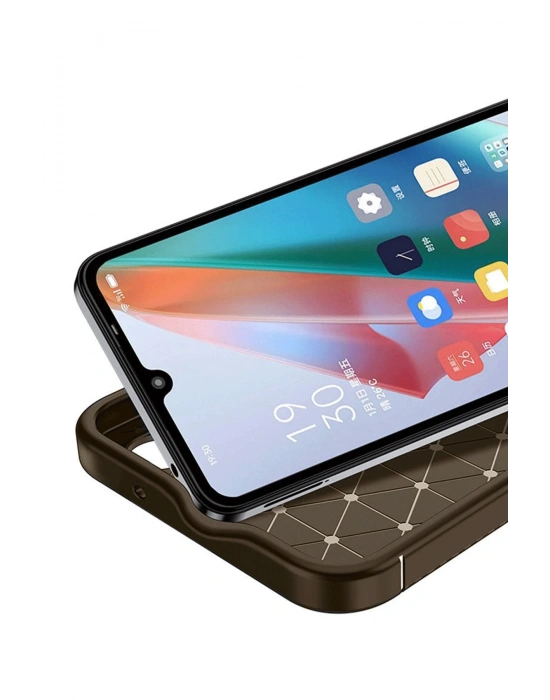 Newface Oppo A38 Kılıf Auto Focus Karbon Kapak - Kahverengi