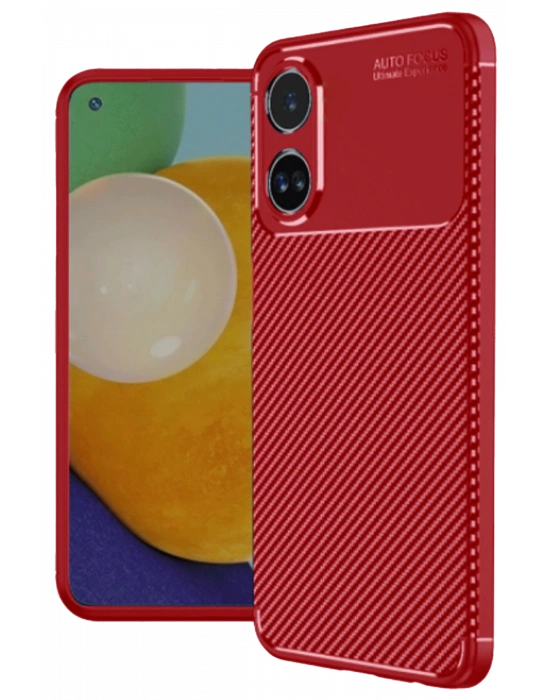 Newface Oppo A38 Kılıf Auto Focus Karbon Kapak - Kırmızı