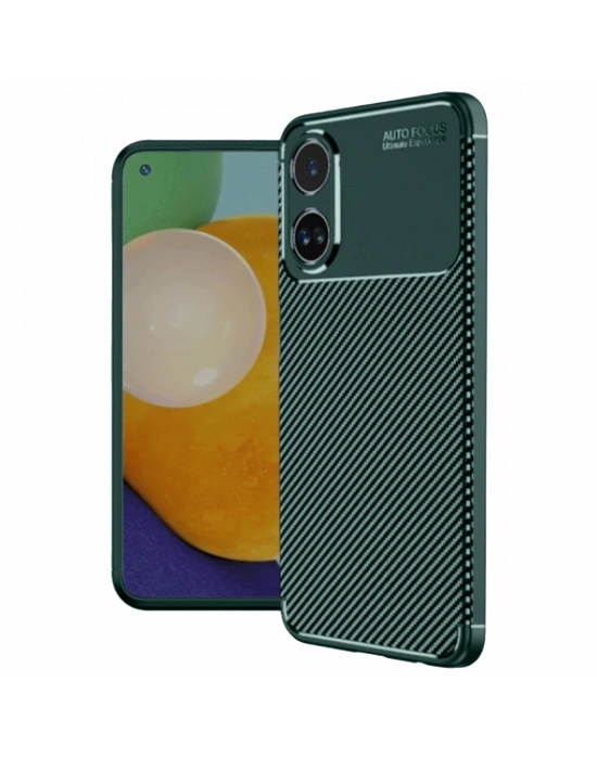 Newface Oppo A38 Kılıf Auto Focus Karbon Kapak - Koyu Yeşil