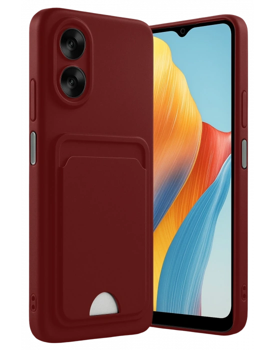 Newface Oppo A38 Kılıf Kelvin Kartvizitli Silikon - Bordo