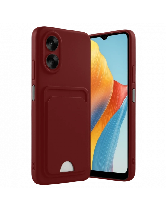 Newface Oppo A38 Kılıf Kelvin Kartvizitli Silikon - Bordo