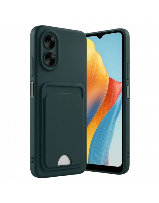 Newface Oppo A38 Kılıf Kelvin Kartvizitli Silikon - Koyu Yeşil