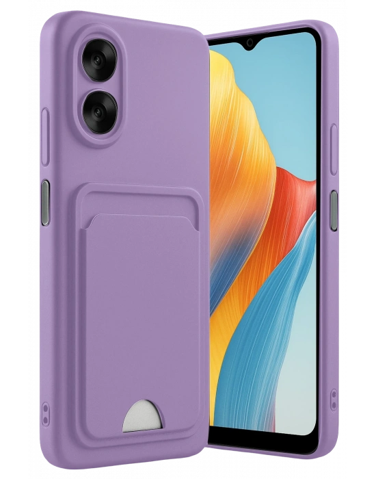 Newface Oppo A38 Kılıf Kelvin Kartvizitli Silikon - Lila