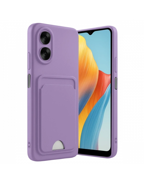 Newface Oppo A38 Kılıf Kelvin Kartvizitli Silikon - Lila