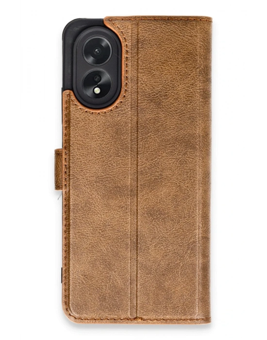 Newface Oppo A38 Kılıf Trend S Plus Kapaklı Kılıf - Taba