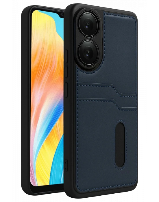 Newface Oppo A38 Sara Kartvizitli Deri Kılıf - Lacivert