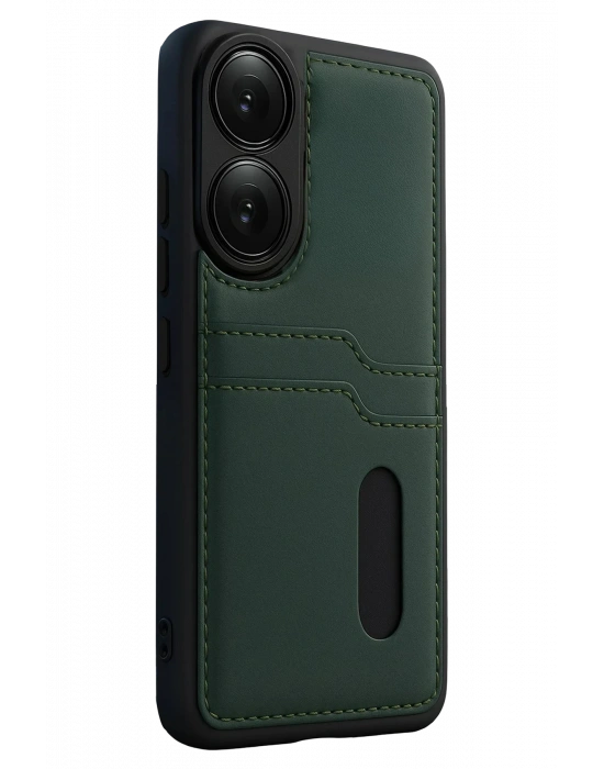 Newface Oppo A38 Sara Kartvizitli Deri Kılıf - Yeşil