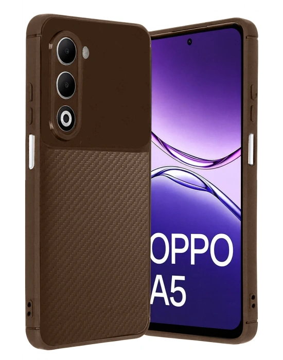 Newface Oppo A5 4G Auto Focus Karbon Kapak - Kahverengi