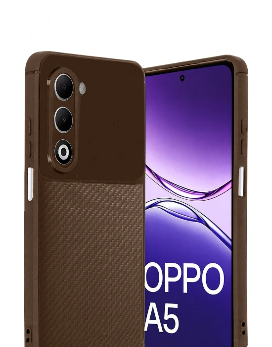 Newface Oppo A5 4G Auto Focus Karbon Kapak - Kahverengi