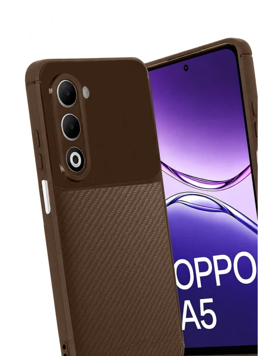 Newface Oppo A5 4G Auto Focus Karbon Kapak - Kahverengi