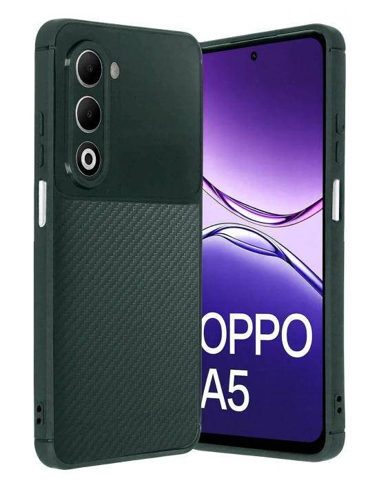 Newface Oppo A5 4G Auto Focus Karbon Kapak - Koyu Yeşil
