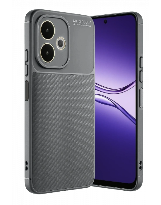 Newface Oppo A5 Pro 4G Kılıf Auto Focus Karbon Kapak - Gri