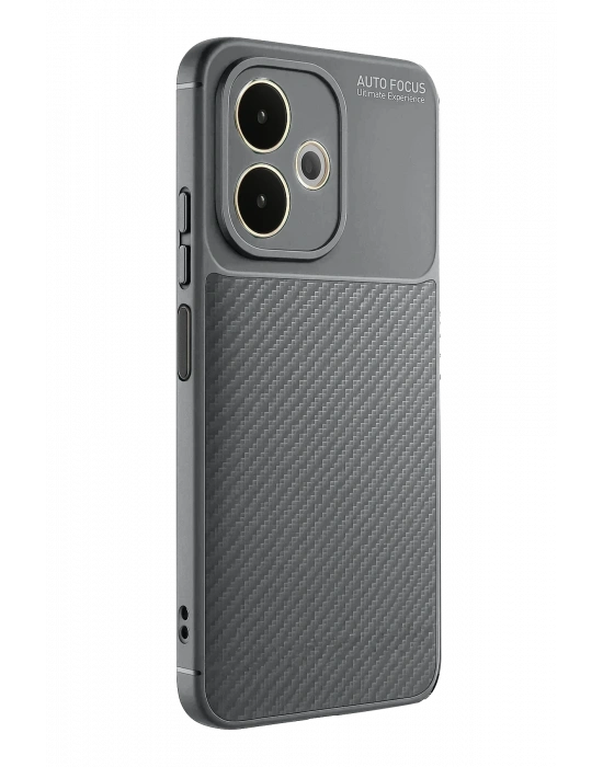 Newface Oppo A5 Pro 4G Kılıf Auto Focus Karbon Kapak - Gri