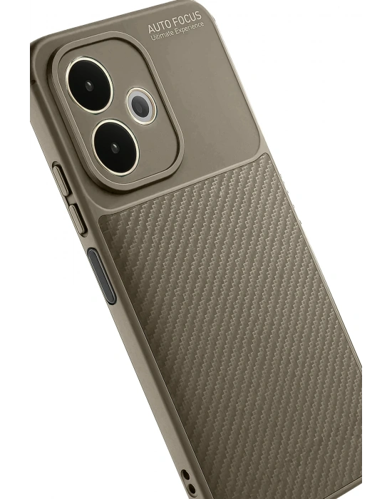 Newface Oppo A5 Pro 4G Kılıf Auto Focus Karbon Kapak - Kahverengi