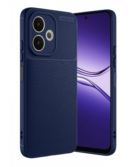 Newface Oppo A5 Pro 4G Kılıf Auto Focus Karbon Kapak - Lacivert