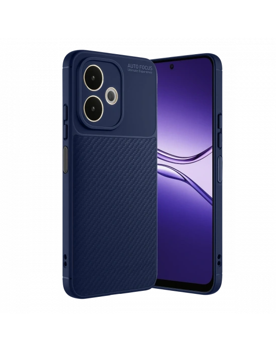 Newface Oppo A5 Pro 4G Kılıf Auto Focus Karbon Kapak - Lacivert