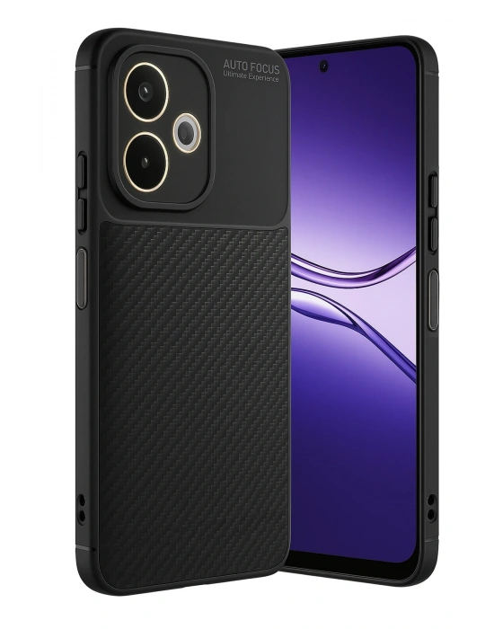 Newface Oppo A5 Pro 4G Kılıf Auto Focus Karbon Kapak - Siyah