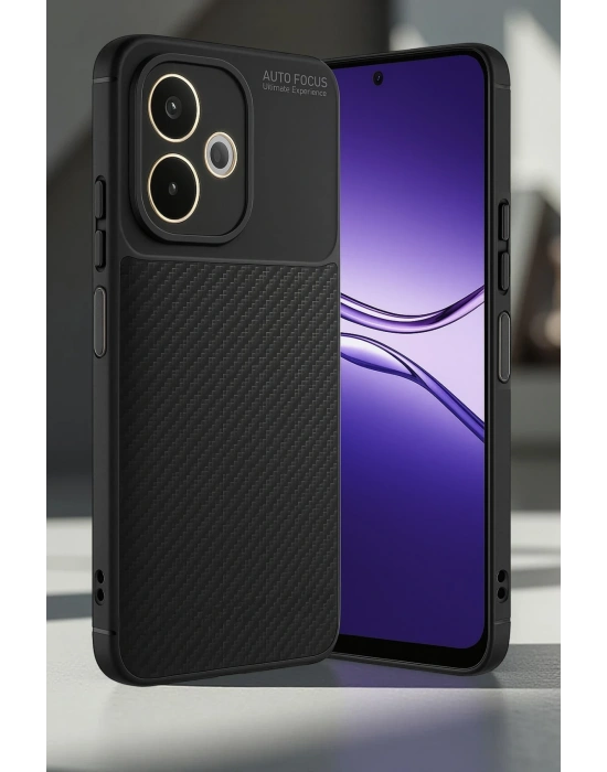 Newface Oppo A5 Pro 4G Kılıf Auto Focus Karbon Kapak - Siyah