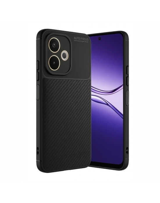 Newface Oppo A5 Pro 4G Kılıf Auto Focus Karbon Kapak - Siyah