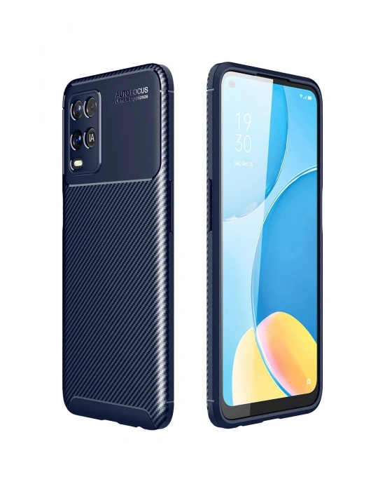 Newface Oppo A54 4G Kılıf Auto Focus Karbon Kapak - Lacivert