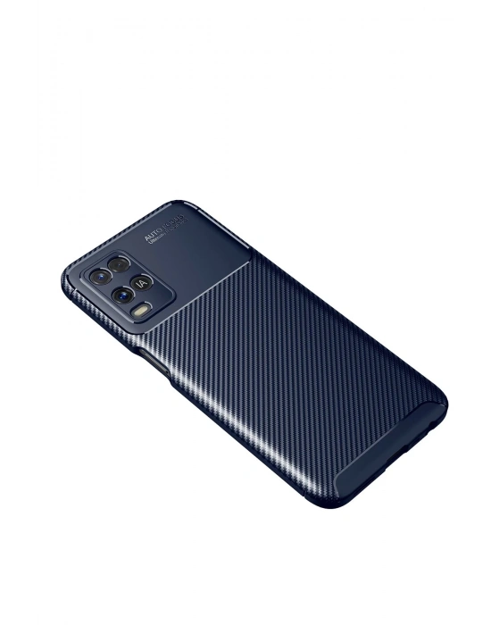 Newface Oppo A54 4G Kılıf Auto Focus Karbon Kapak - Lacivert