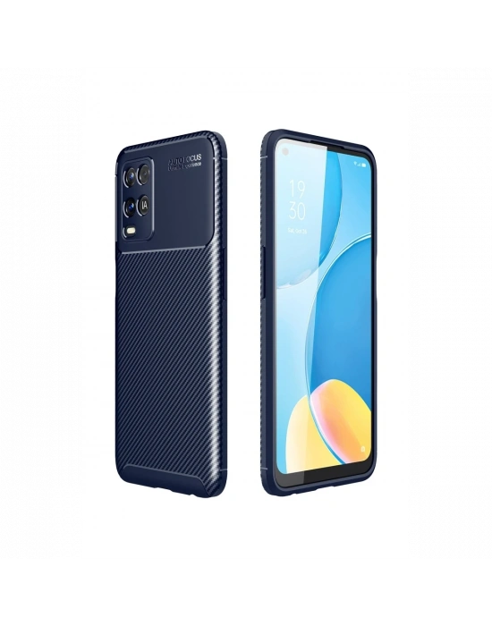 Newface Oppo A54 4G Kılıf Auto Focus Karbon Kapak - Lacivert