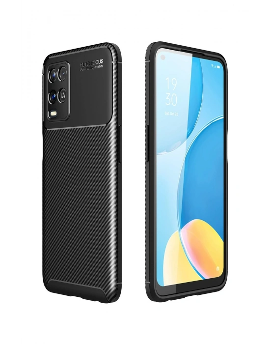 Newface Oppo A54 4G Kılıf Auto Focus Karbon Kapak - Siyah