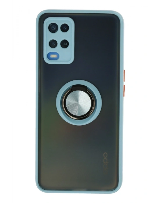 Newface Oppo A54 4G Kılıf Montreal Yüzüklü Silikon Kapak - Buz Mavi