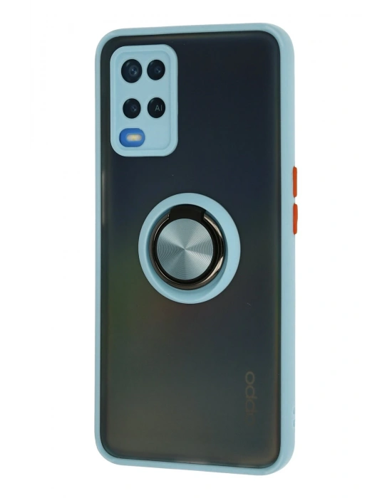 Newface Oppo A54 4G Kılıf Montreal Yüzüklü Silikon Kapak - Buz Mavi