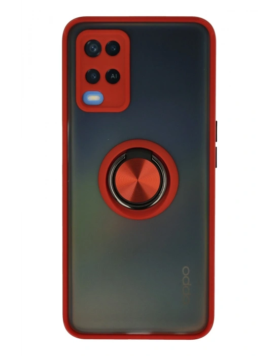 Newface Oppo A54 4G Kılıf Montreal Yüzüklü Silikon Kapak - Kırmızı