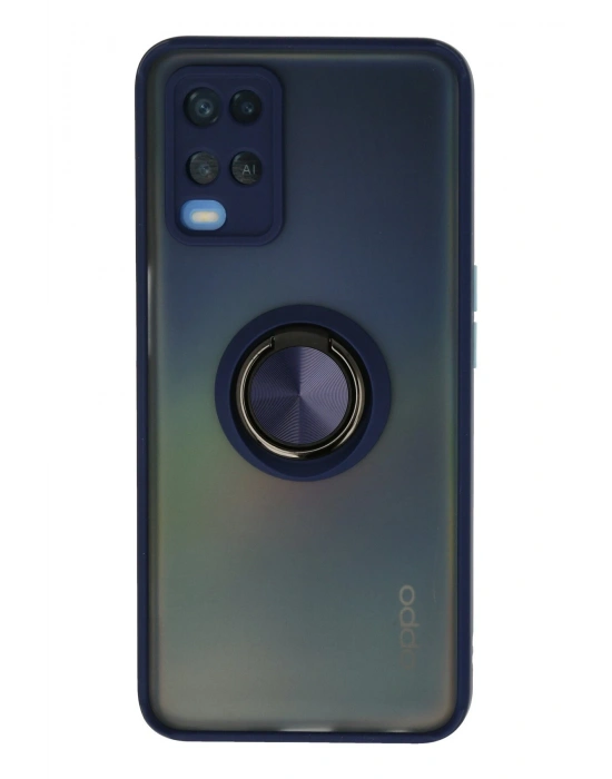 Newface Oppo A54 4G Kılıf Montreal Yüzüklü Silikon Kapak - Lacivert