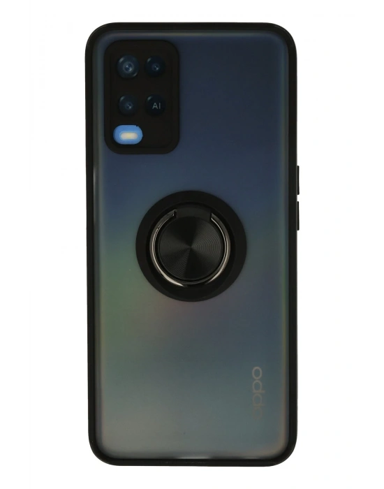 Newface Oppo A54 4G Kılıf Montreal Yüzüklü Silikon Kapak - Siyah