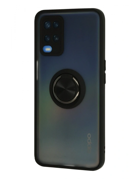 Newface Oppo A54 4G Kılıf Montreal Yüzüklü Silikon Kapak - Siyah