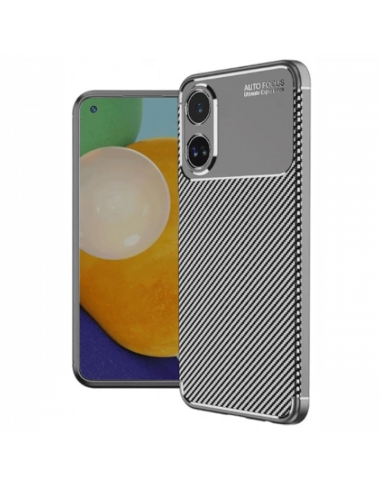 Newface Oppo A60 Kılıf Auto Focus Karbon Kapak - Gri