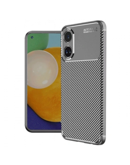 Newface Oppo A60 Kılıf Auto Focus Karbon Kapak - Gri