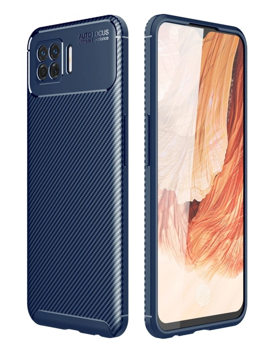 Newface Oppo A73 Kılıf Auto Focus Karbon Kapak - Lacivert