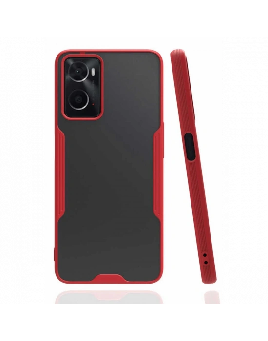 Newface Oppo A96 Kılıf Platin Silikon - Kırmızı