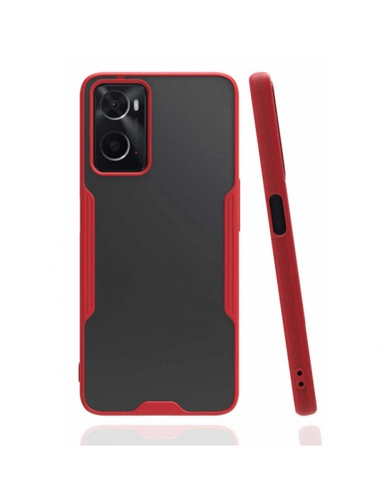 Newface Oppo A96 Kılıf Platin Silikon - Kırmızı